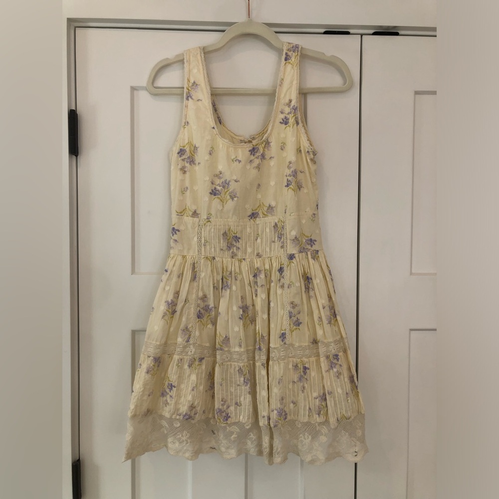 Worn Twice! LoveShackFancy Cerrone Cream Floral Lace Mini Dress Size 6 - Picture 11 of 11